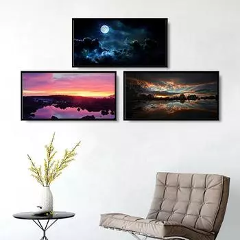 WCIC Новый загадочный и впечатляющий пейзаж с закатом, декоративная живопись, художественная ткань, домашний фон, украшение на стену, подвесная картина 40*20cm