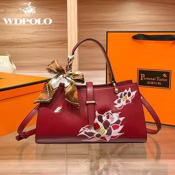 WDPOLO красная женская сумка с вышивкой, новинка 2023 года, стильная сумка премиум-класса с вышивкой, женская свадебная сумка для мамы, сумка через плечо 965 M
