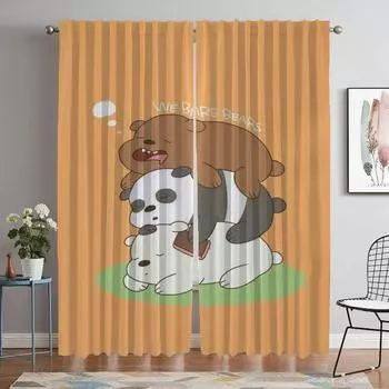 We Bear Bears Blackout Curtain for Room 2 Panel Halloween Decoration Shades Elegant Room Curtains Partition Tulle for Bedroom W50xH70cmx2pcs-CL