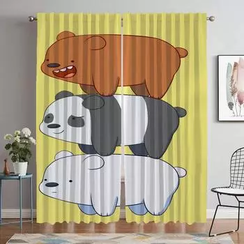 We Bear Bears Blackout Curtains for Living Room Shades Halloween Decoration Home Interior Curtains 2 Pieces Window Curtain Child W50xH70cmx2pcs-CL