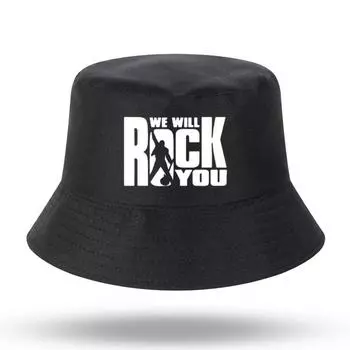 We Will Rock You Print Queen Рок-группа Мужчины Женщины Панама Кепка для рыбалки Рыбацкая шляпа Женская шляпа-ведро в стиле Харадзюку Рыболовная шляпа 55-60cm