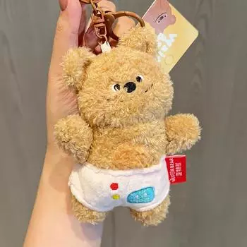 Wear Bear Clothes Plush Keychain Backpack Pendant Cartoon Kids Gift Decoration Khaki