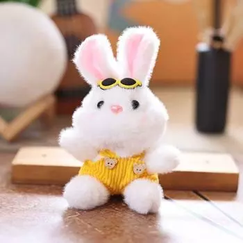 Wear Clothes Bunny Animal Plush Keychain Toy Stuffed Doll Pendants Backpack