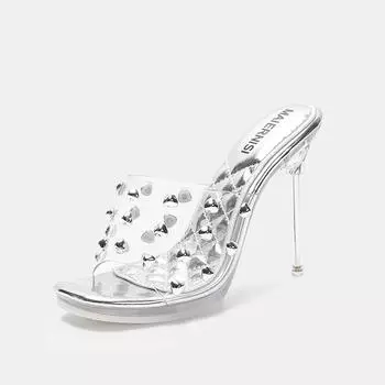 Wear new crystal stiletto rivet high heels fashion metal heel temperament sandals supply 35