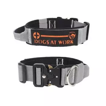 Wear Resistant Tactical Dog Collar Adjustable Dog Training Collars Police Dog Collar for Walking XL серый