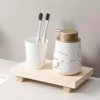 Wear Resistant Wood Tray Pedestal Stand Multi-purpose Kitchen Seasoning Holder Candle Style 2