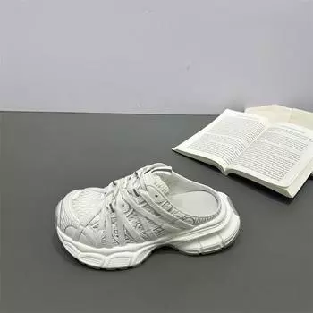 Wear thick-soled leather bag head drag women s summer new single-web breathable yellow spider strap casual shoes 35