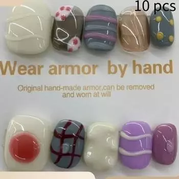 Wearable Starry Lovely Fake Nails Light Therapy Nails Funny Manicure Removable XS