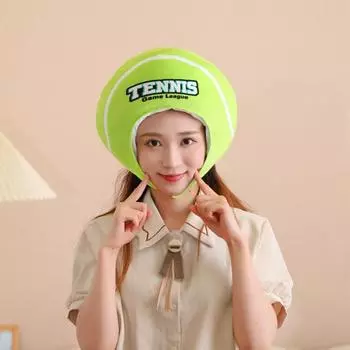 Носимая теннисная крышка, милый головной убор, имитация трехмерного мяча для головы, забавный головной убор для переодевания в теннисный клуб, плюшевая шляпа для косплея зелёный