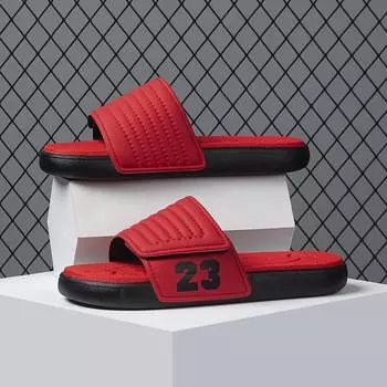 Wearing outdoor beach slippers one-word slippers summer non-slip European and American trends men s festive slippers slippers 39