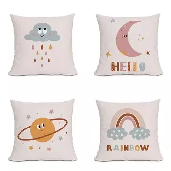 Погода Радуга Облака Узор Диван Подушка Автомобильная Подушка Для Поясницы Прикроватная Подушка Богемный Стиль Кемпинг Наволочка 40x40cm