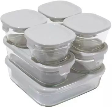 WEB Limited Color iwaki Heat Resistant Glass Storage Container Gray 7 Piece Set Pack Range & FC-PRN-7GY