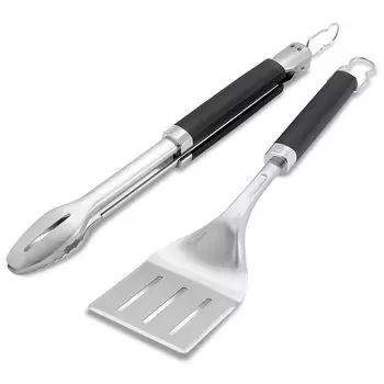 Weber Premium Stainless Steel Grill Tongs Spatula Set Year Small & (2 Warranty) Серебро,