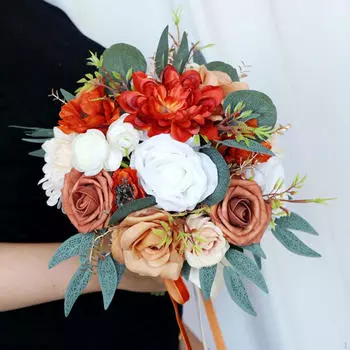 Wedding Bouquet Artificial Flowers Roses Silk Bride Holding Bridesmaids