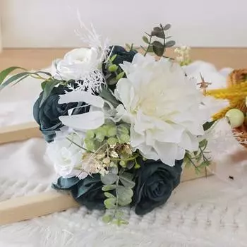 Wedding Bouquets Silk Flower Artificial Flower Bouquet Fake Rose Artificial Flowers Hand Toss Vase Dining Table Flower Arrangement Decor оранжевый