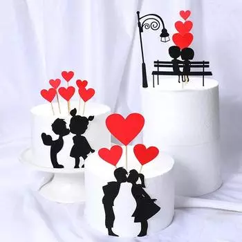 Wedding Cupcake Topper Set Love Heart Sweet Lovers Cake Topper for Anniversary Valentine s Day Party Cake Decorations 2
