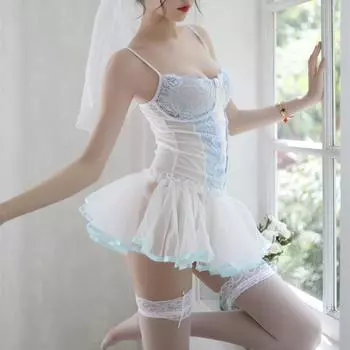 Свадебное платье Сетка Кружево Мини Ночная сорочка Женщины Сексуальная Перспектива Открытая Спина Ночные сорочки Просвечивающая Ночная одежда Нижнее белье Одежда для сна XS