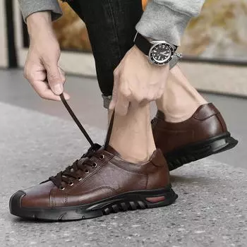 Wedding Dress Shoes Men Casual Shoes Breathable Oxford Shoe with Heel Business Social Shoe Male Shoes 38 коричневый