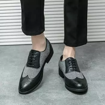 Wedding Dress Shoes Men Leather Casual Breathable gentleman Business Social Male Leisure outdoor party evening gift shoes 38 чёрный