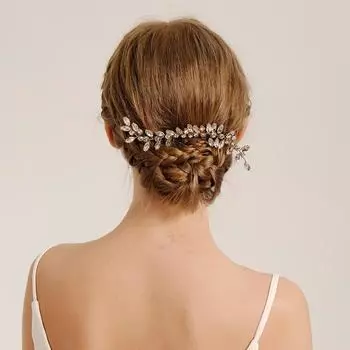 Свадебные аксессуары для волос, золотые стразы, гребень для волос, свадебный банкет, высокая прическа, украшения для волос, хрустальный лист, свадебный гребень