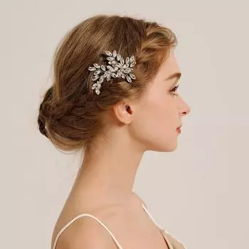 Wedding jewelry hairpin antique style hairpin U-shaped hair fork pin handmade marquise rhinestone bridal hairpin