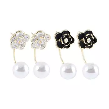 Wedding Jewelry Zinc Zinc Alloy Flower Stud Earrings Korean Fashion Earrings Camellia Earrings Women Jewelry белый