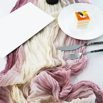 Свадебная вечеринка дорожка для стола марля в стиле бохо плиссированная тай-дай градиент цвета устойчивая к пятнам многоразовая 90x180cm чёрный/жёлтый