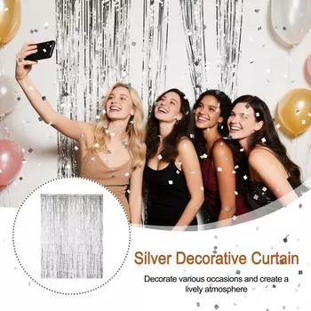 Wedding Rain Silk Curtain Birthday Party Event Background Wall Decoration Thickened Rain Silk Curtain One Size