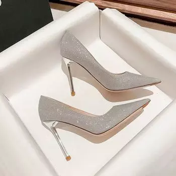 Wedding shoes women s 2024 new spring and autumn bride shoes wedding crystal shoes bridesmaid high heels women s bar mitzvah stiletto one pair of half-size stickers