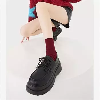 Wedge Heel Normal Leather Casual Mary Jane Japanese Style Lolita Gothic Shoes for Women 2024 Ladies Summer Footwear on Offer A E 35