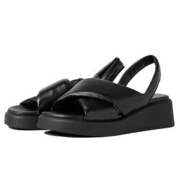 Wedge Sandals Puffy Strap Sandals Black cm 2E [Bontre] Women s 24.5 чёрный