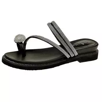 Босоножки на танкетке женские со стразами женские шлепанцы летние модис кожаные тапочки со стразами женские туфли-бабуши 35 бежевый