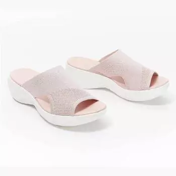 Wedges Slippers Women Summer Shoes Mesh Platform Slippers Luxury Designer Shoes Slides Women Outdoor Beach Slippers Ladies Shoes 35 чёрный