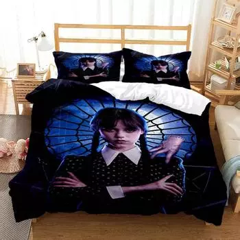 Wednes day Addams American Dramas 3D printed bedding Queen bedding set Soft and comfortable customized King size bedding set EU single(135x200cm)