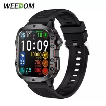 MEVADEN 1,96-дюймовый экран Bluetooth Звонок Смарт-часы для мужчин Спорт Фитнес-трекер Монитор сердечного ритма Голосовой помощник SOS Смарт-часы для Android IOS чёрный