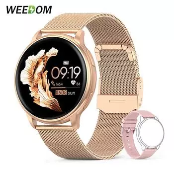 MEVADEN Bluetooth Call Smart Watch Women Custom Dial Watch Men Sport Fitness Tracker Heart Rate Smartwatch For Android IOS ярко-розовый/золотой