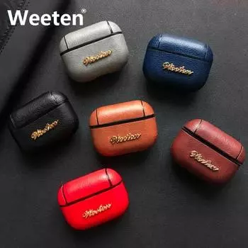 Weeten PU кожаный чехол для Airpods Pro Bluetooth гарнитура PC чехол для Airpods Pro аксессуары For Airpods Pro Case чёрный