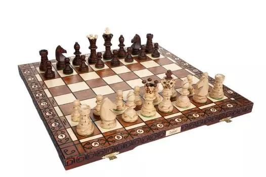 Wegiel Wooden Chess Set Chess Board Set AMBASSADOR EXCLUSIVE Extra Queen Included Extra Queens Chess Board Poland Original Product