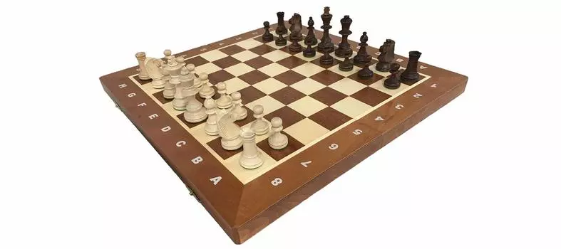 Wegiel Wooden Chess Set Chess Board Set TOURNAMENT Chess Board Poland Original Product No.4 (Турнир №4) коричневый