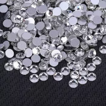 Wei Chen Стразы Белый Ab Цвет Плоский Дно Алмазный Клей Голый Кристалл Стекло Ткань Одежда Украшения Для Ногтей SS6 (diameter 1.9-2)
