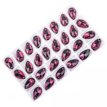 Weichen Плоское дно Капля воды Ручной шов Дрель Стекло Двойное отверстие Капля воды Плоская пряжка DIY Ювелирные аксессуары Материал 11 * 18Mm 28pcs/bag средний фиолетовый