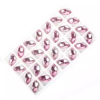 Weichen Плоское дно, сшитое вручную, конский глаз, бриллиантовое стекло, плоская пряжка, сшитое вручную, бриллиантовое платье своими руками, аксессуары для свадебного платья 9 * 18mm 28pcs/bag розовый