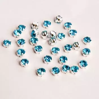 Weichen Solid Silver Bottom Single Claw Rhinestone Перфорированный Ручной Сшитый Дрель Утолщенный Дно Поддержка Багаж Одежда Свадебные Аксессуары 8mm [288 pcs/bag] озеро синий