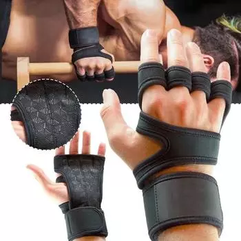 Weight Lifting Training Body Building Gloves Men Women Black Gym Hand Palm Wrist Protector Gloves Outdoor Sports Cycling Gloves L