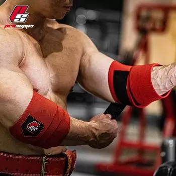 Weightlifting Elbow Protector Bandage Elastic Straps for Fitness Bodybuilding Bench Press Gym Workout Training Support Elbow Pad M-1.2M красный