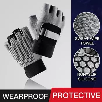 Weightlifting Gloves, Half Finger, No Finger Gloves, Fitness, Outdoor Sports, Wear-Resistant, Anti Slip, Breathable Gloves M