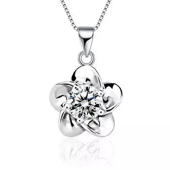 Weihua, Necklace Pendant, Silver-Plated Jewelry, Simple Zircon Plum Pendant, Women S Blooming Flower Pendant.