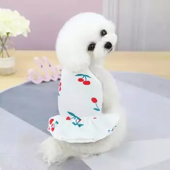 WEILFYONK Одежда для собак, цельный костюм для кошек, платье принцессы вишневого цвета, юбка-камисоль, милый крутой жилет с принтом, стильная и милая рубашка, защита от выпадения волос