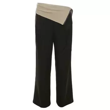 Weird Puss Contrast Color High Waist Loose Casual Pants Black S
