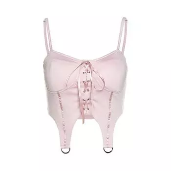 Weird Puss Girlish Style Pink Camisole Pink S